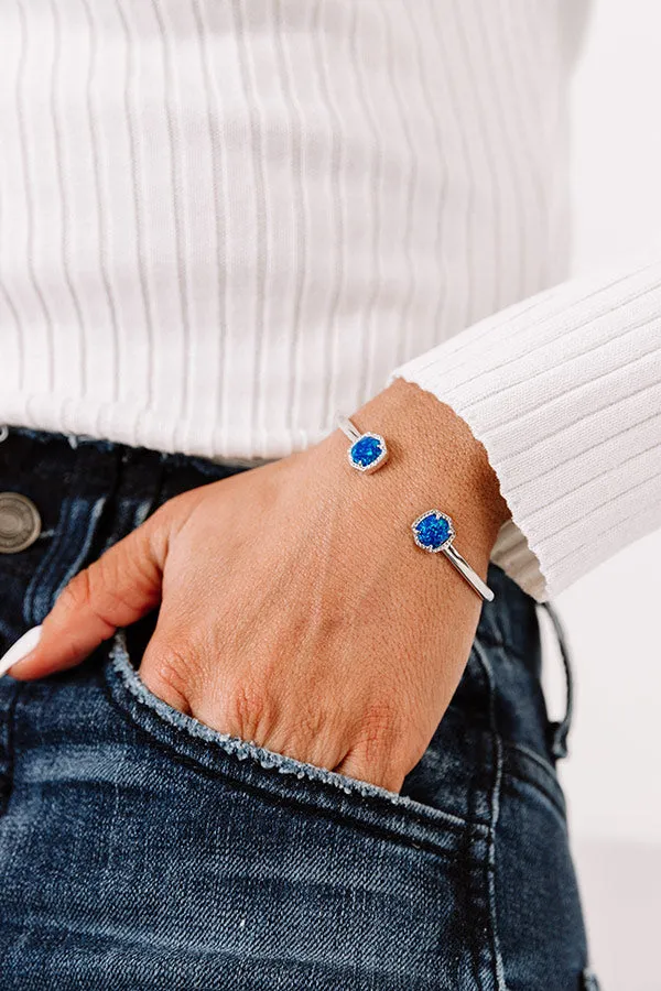 Kendra Scott Davie Silver Cuff Bracelet in Royal Blue Kyocera Opal