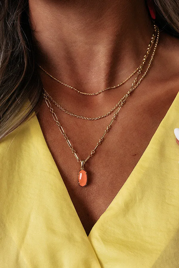 Kendra Scott Elisa Gold Triple Strand Necklace In Coral Illusion