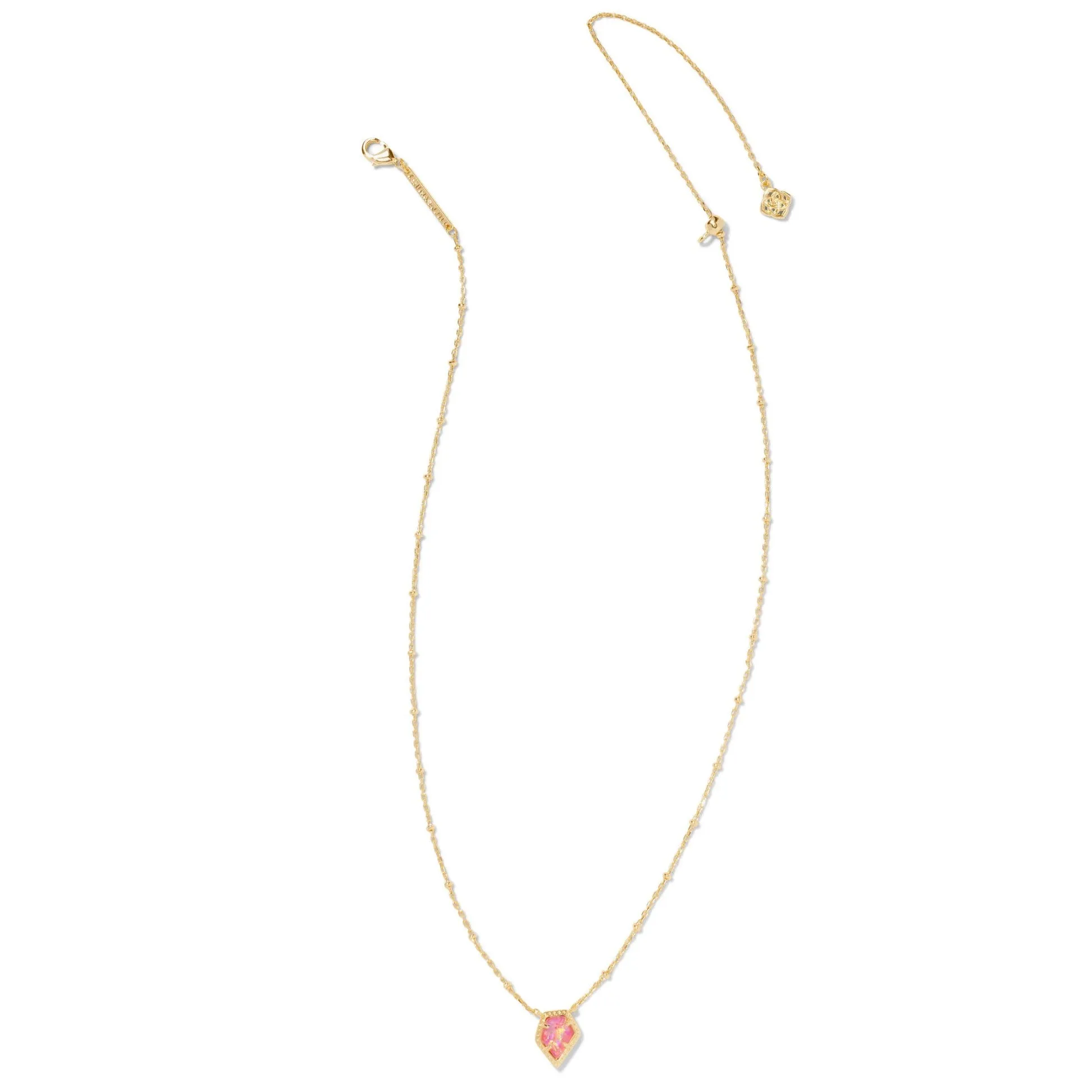 Kendra Scott | Framed Tess Gold Satellite Short Pendant Necklace in Luster Rose Pink Kyocera Opal