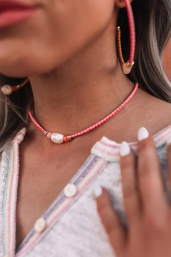 Kendra Scott Raven Gold Braided Choker Necklace in Coral Mix