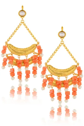 KENNETH JAY LANE BRIELLE Salmon Pearl Earrings