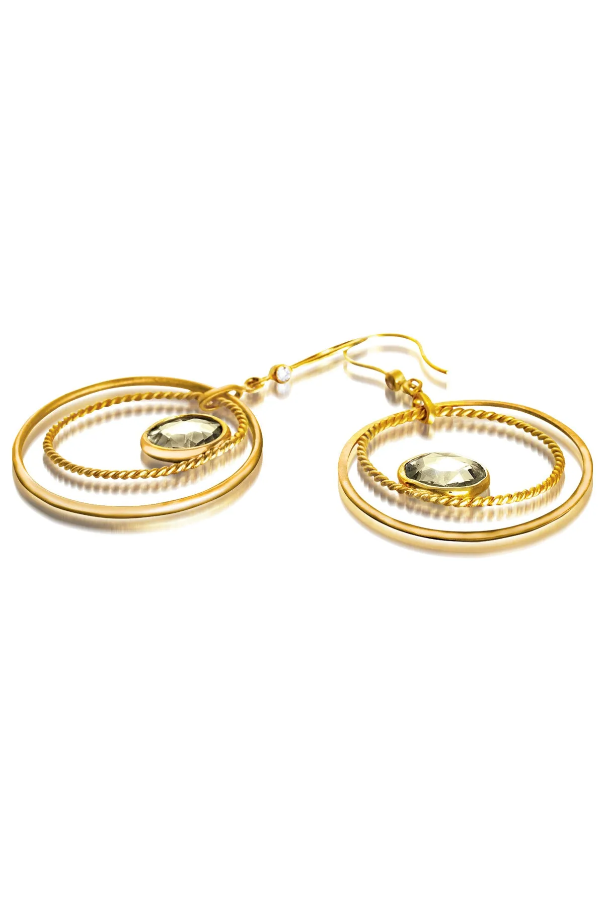 Léa Gold Plated Peridot Brazilian Circle Drop Earrings