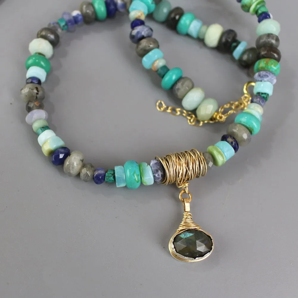 Labradorite Blue Gemstones Eye Necklace