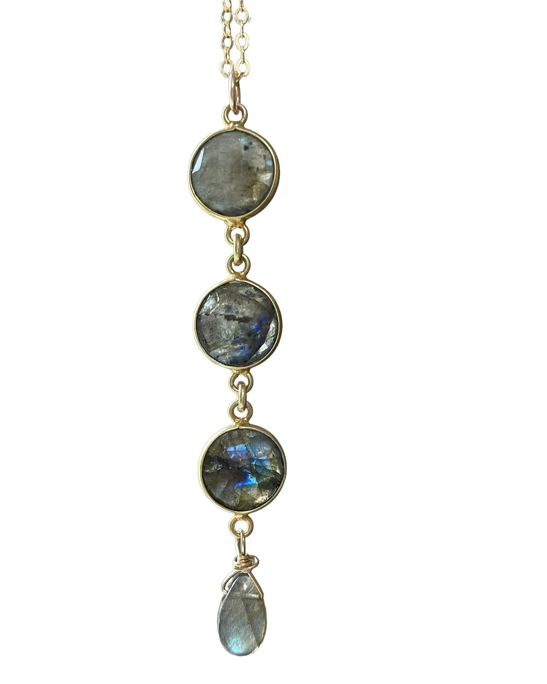 Labradorite Lariat Gold or Silver