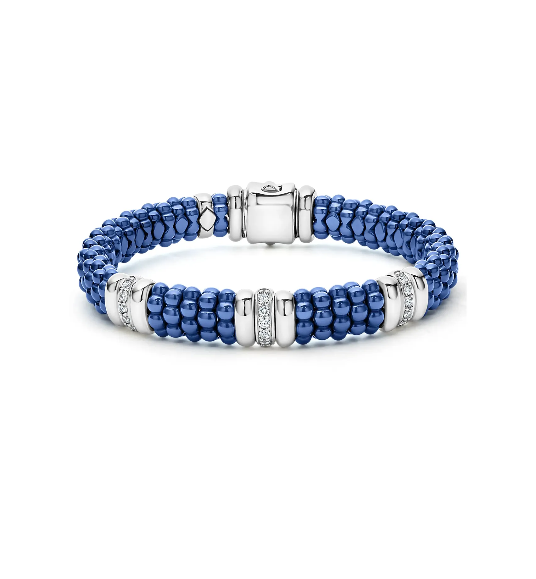 LAGOS Blue Caviar Three Station Ceramic Diamond Bracelet