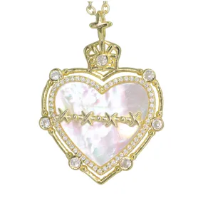 Large Sacred Heart Necklace With Pearl