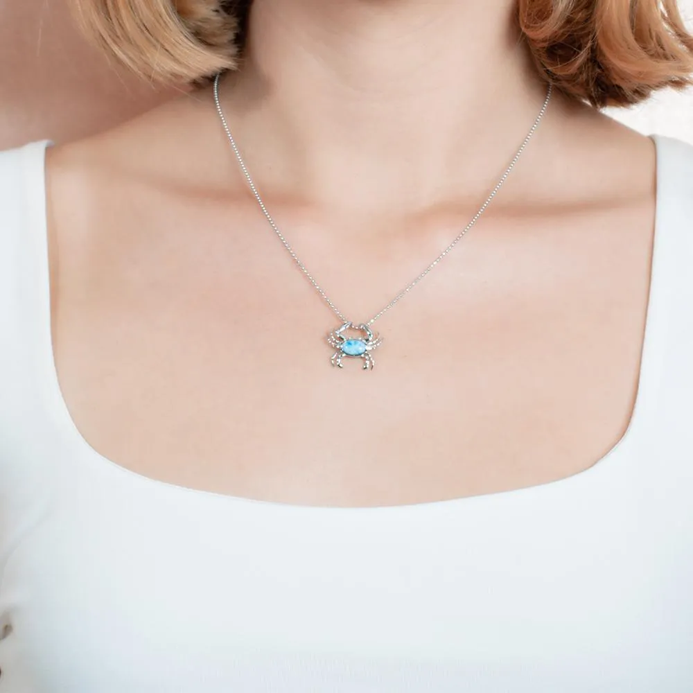 Larimar Atlantic Blue Crab Pendant