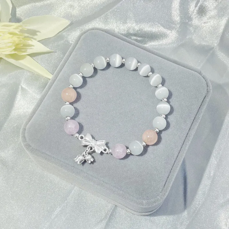 Lavender Amethyst Sterling Silver Bracelet with Opal Accent