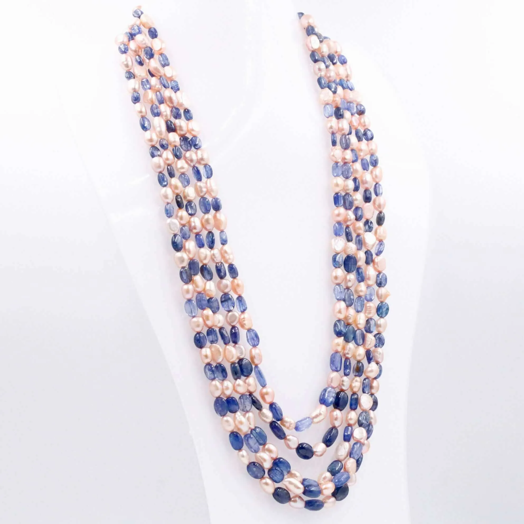 Layered Kyanite W/ Pearl Necklace Gemstone Necklace Fresh Water Pearl Necklace Layered Necklace Sarafa Necklace Indian Necklace SKU 6143161