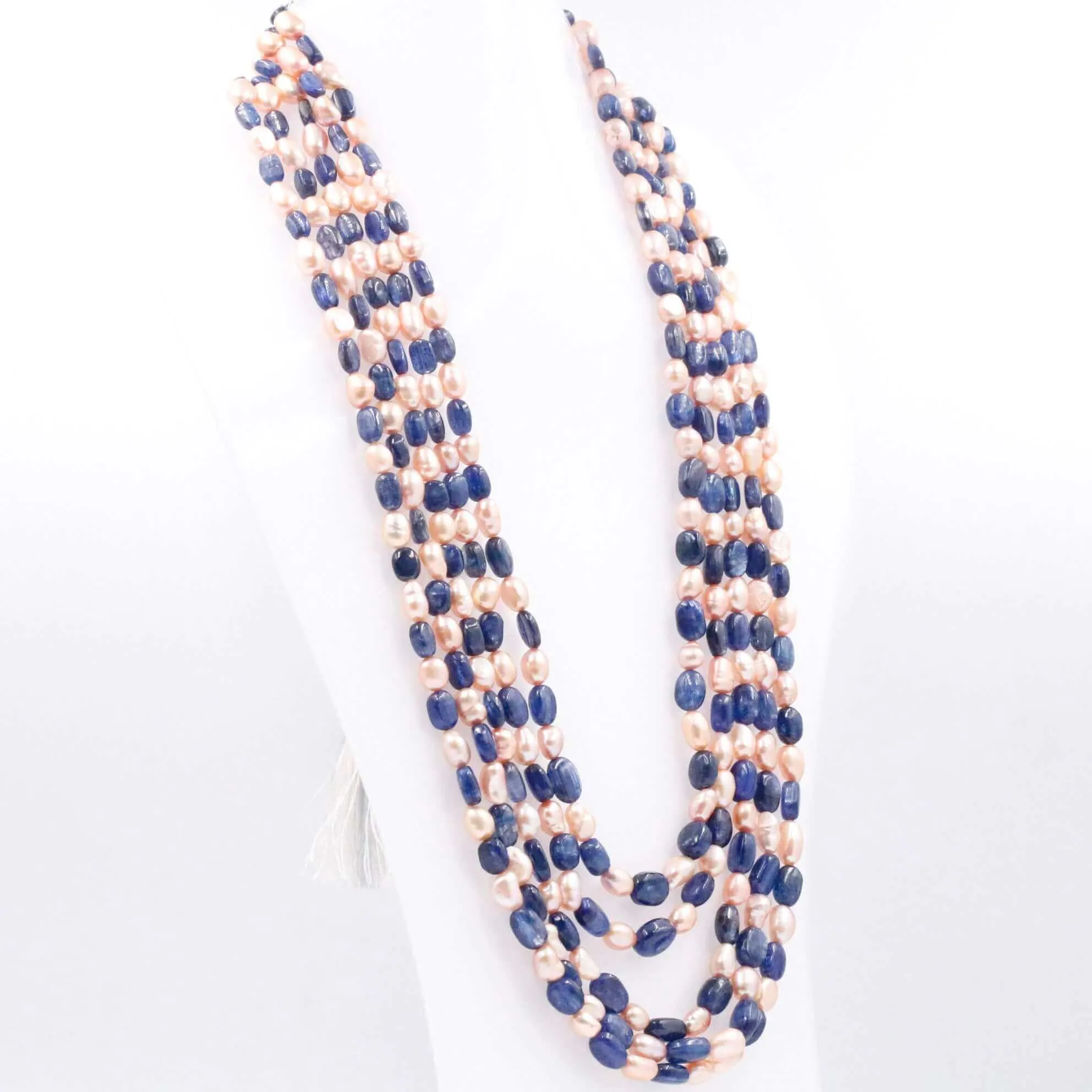 Layered Kyanite W/ Pearl Necklace Gemstone Necklace Fresh Water Pearl Necklace Layered Necklace Sarafa Necklace Indian Necklace SKU 6143161