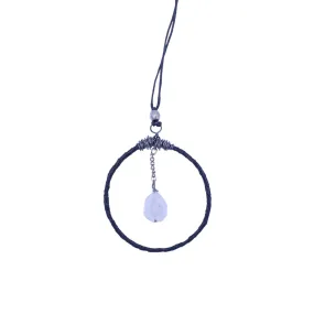 Leather Necklace with Moonstone