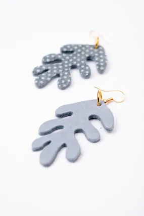 Leather organic leaf shaped earrings CORAIL model