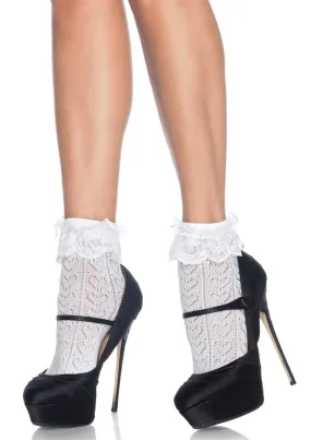 Leg Avenue Crochet Heart Lace Top Anklet Socks