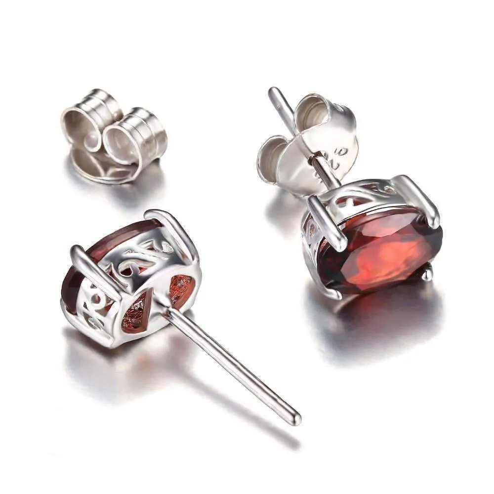 Legacy Garnet Oval Cut Genuine 1.6CT IOBI Precious Gems Stud Earrings