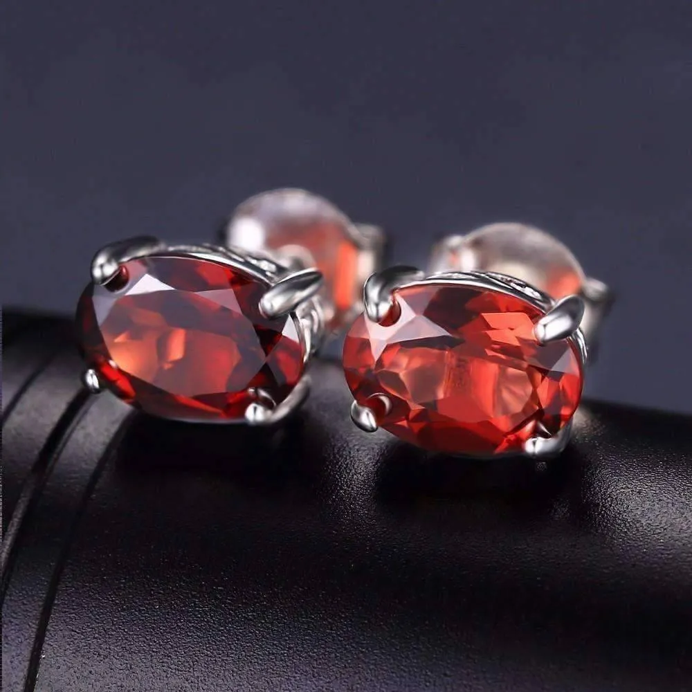 Legacy Garnet Oval Cut Genuine 1.6CT IOBI Precious Gems Stud Earrings