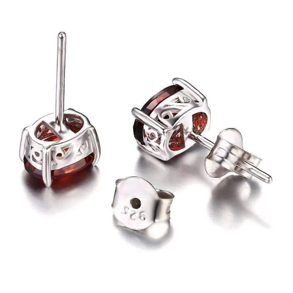 Legacy Garnet Oval Cut Genuine 1.6CT IOBI Precious Gems Stud Earrings