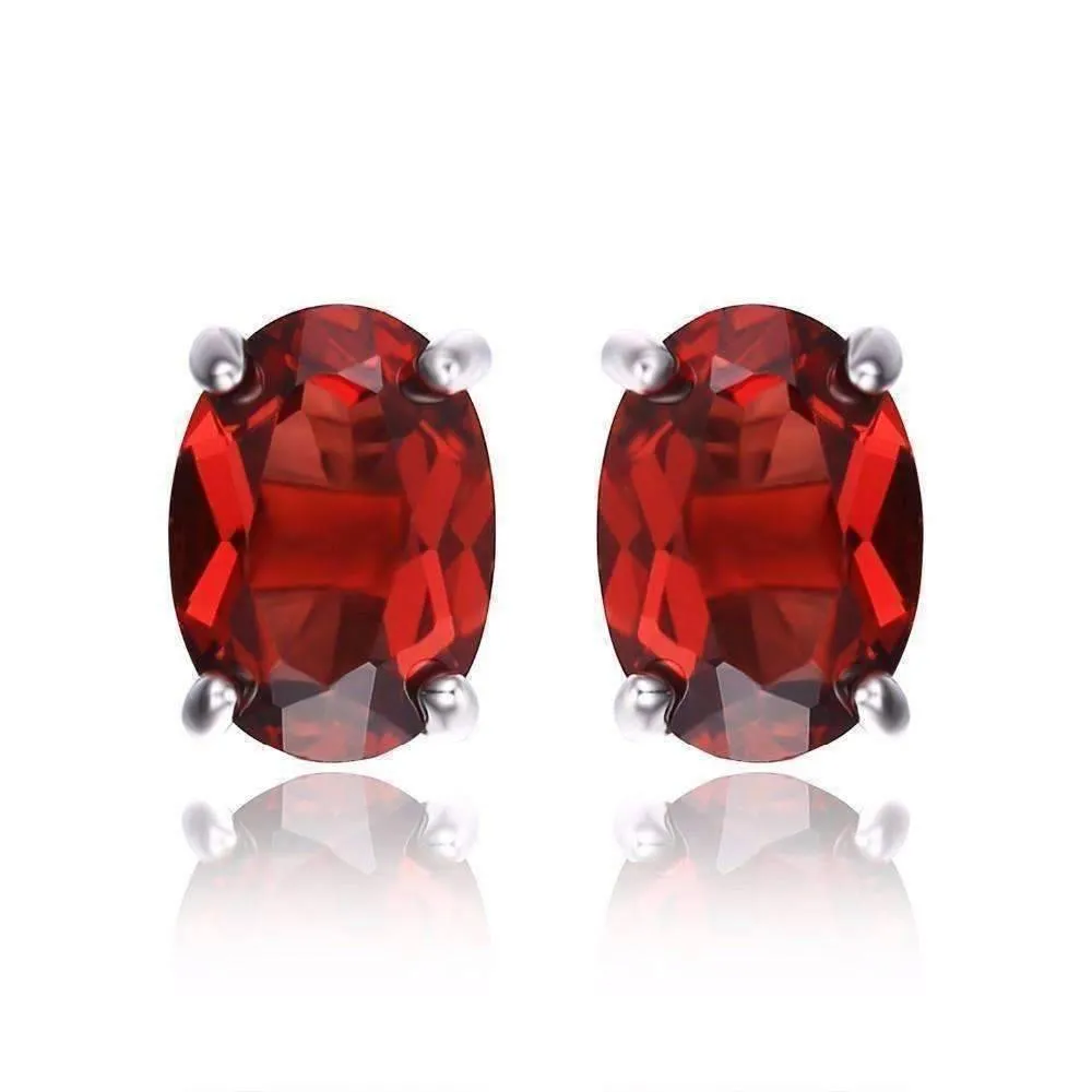 Legacy Garnet Oval Cut Genuine 1.6CT IOBI Precious Gems Stud Earrings