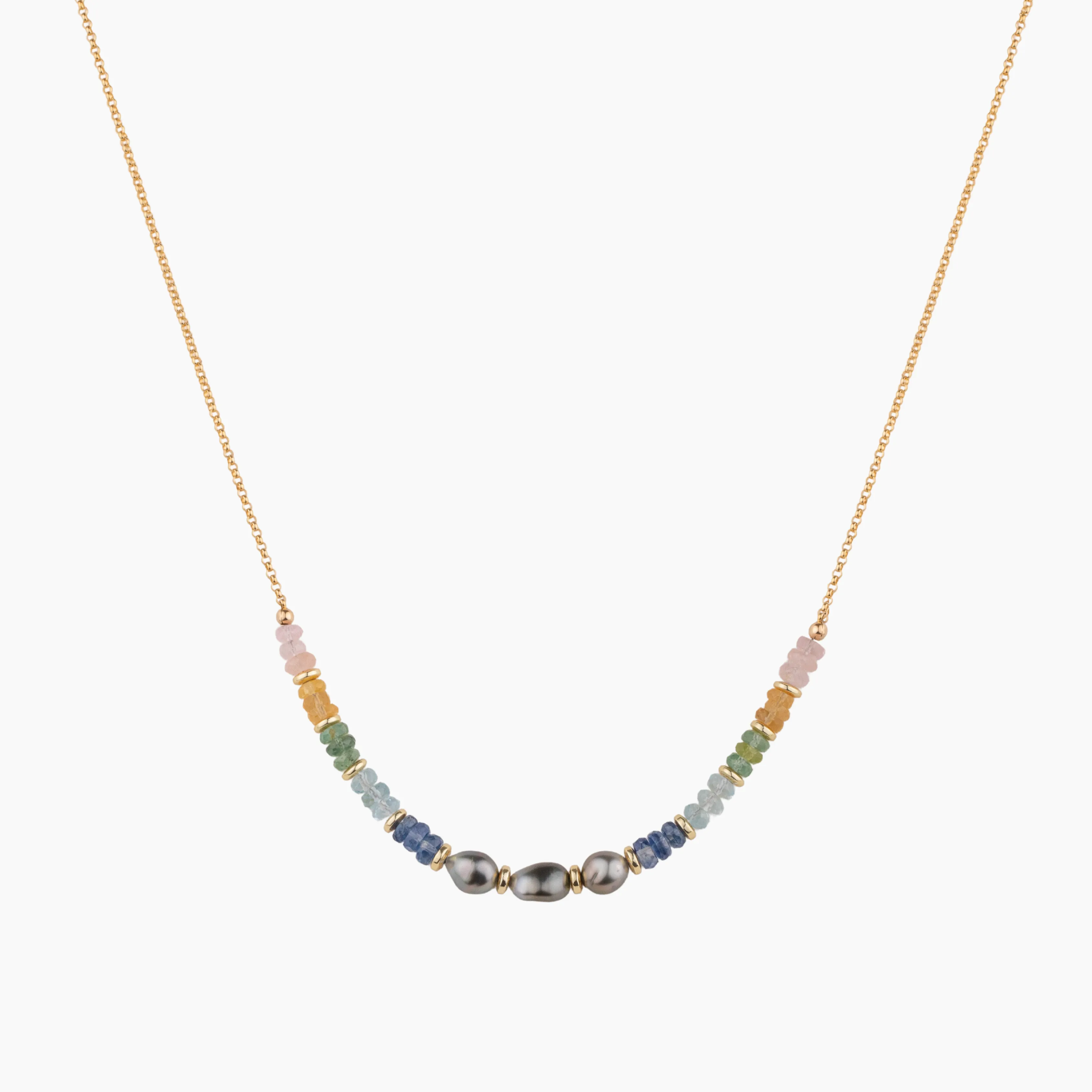 Lia Rainbow Gemstone Keshi Pearl Necklace