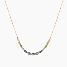 Lia Rainbow Gemstone Keshi Pearl Necklace