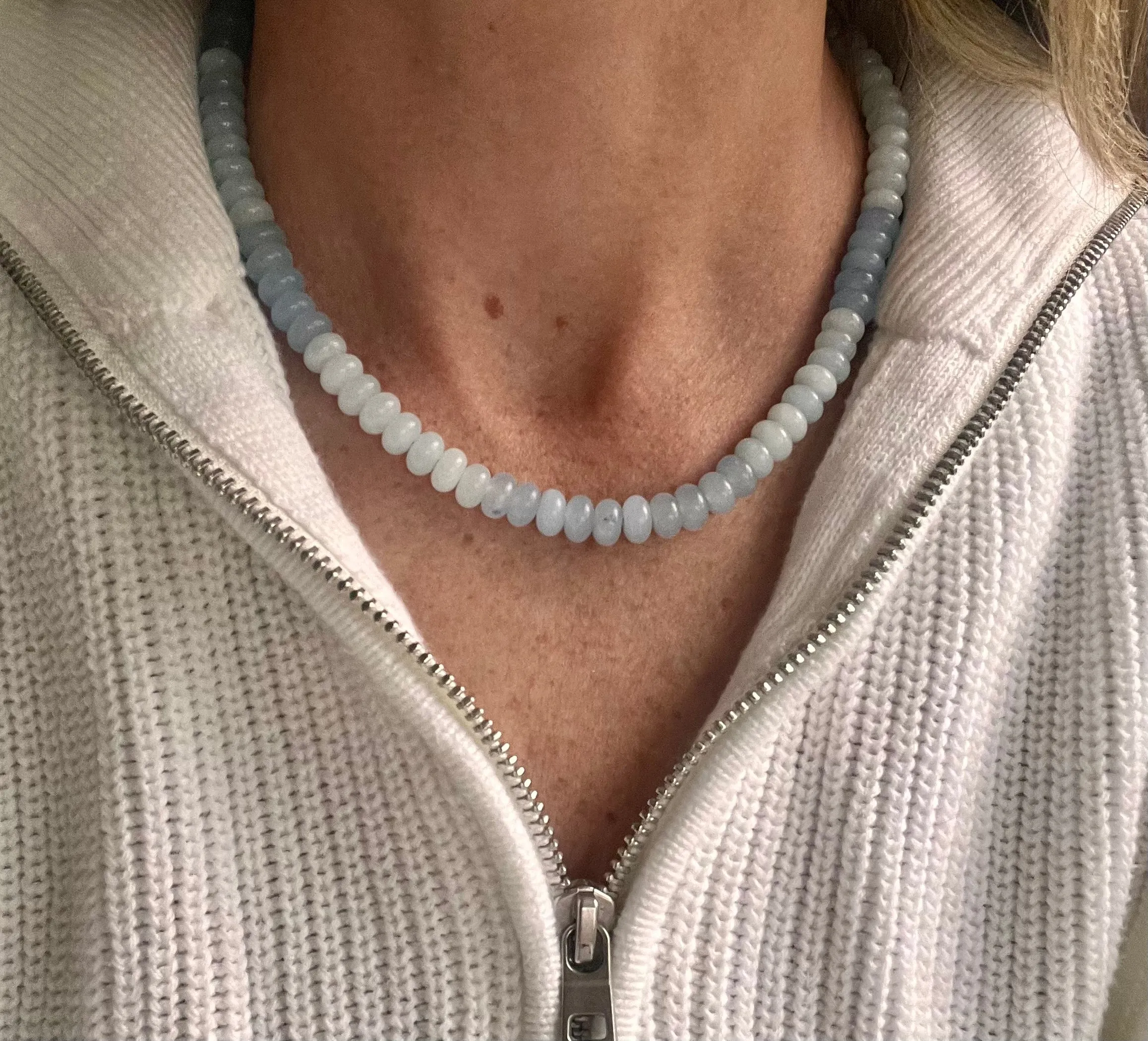 Light Blue/Aqua Gemstone Necklace 15”