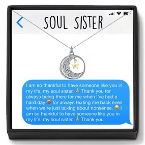 Light Luxury Moon Star Diamond Design Gift Box Pendant Necklace for Soul Sisters