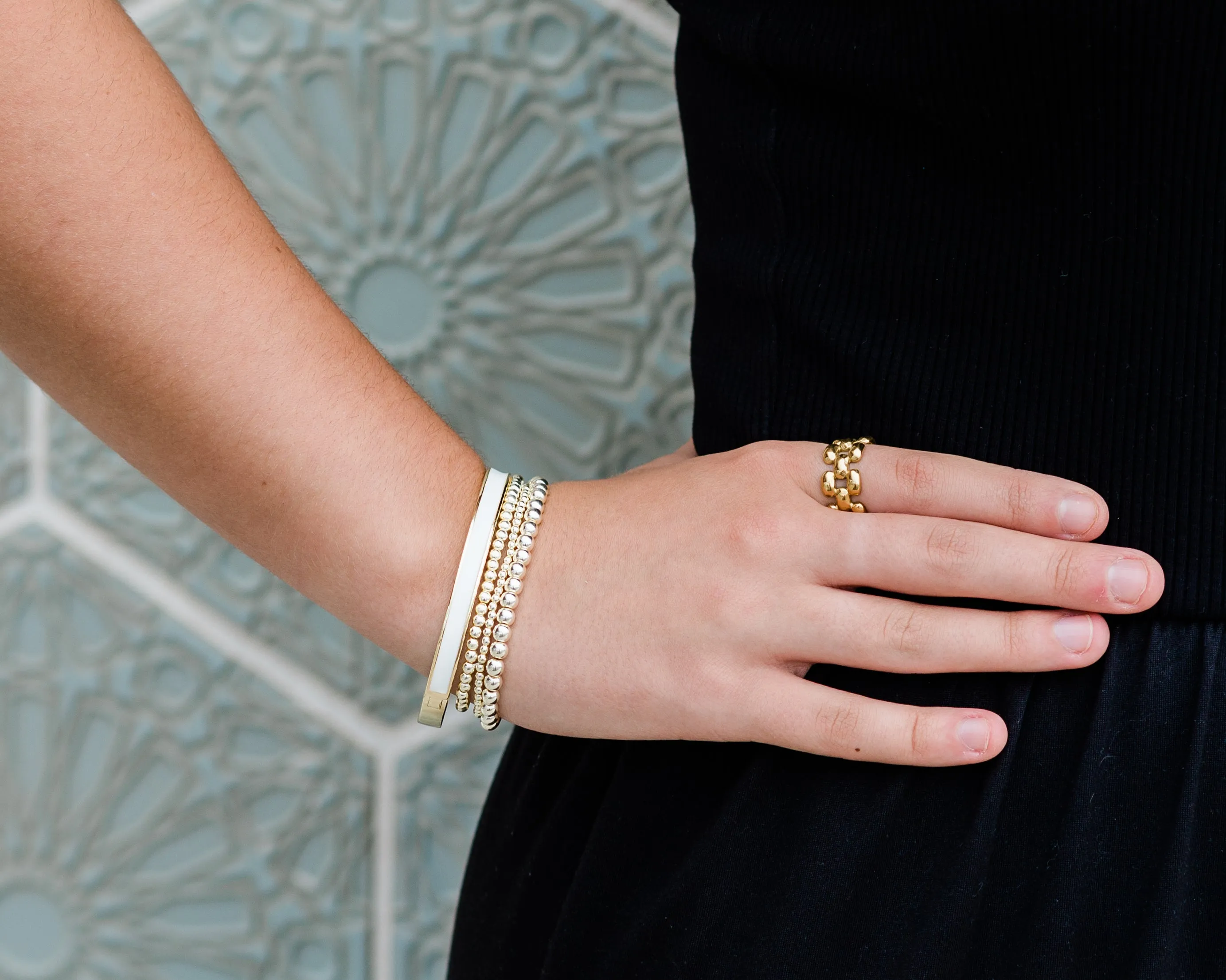 Lilly Stretchable Beaded Bracelet 3mm(14K Gold Filled)