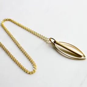 Long Leaf and Gold Bar Necklace