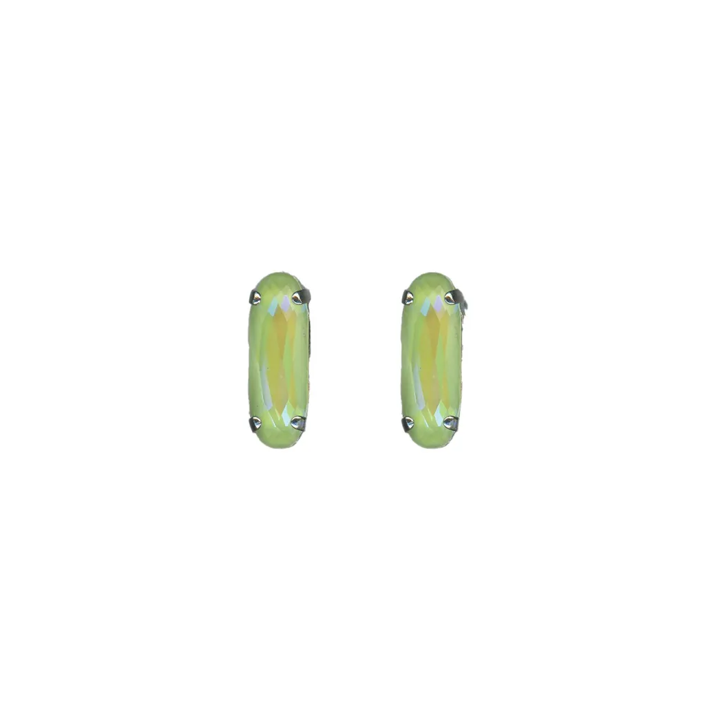 Long Oval Single Post Earring  in "Sun-Kissed Peridot" - Yellow Gold