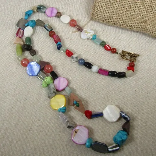 Long Trendy Gemstone Necklace Everyday Jewelry