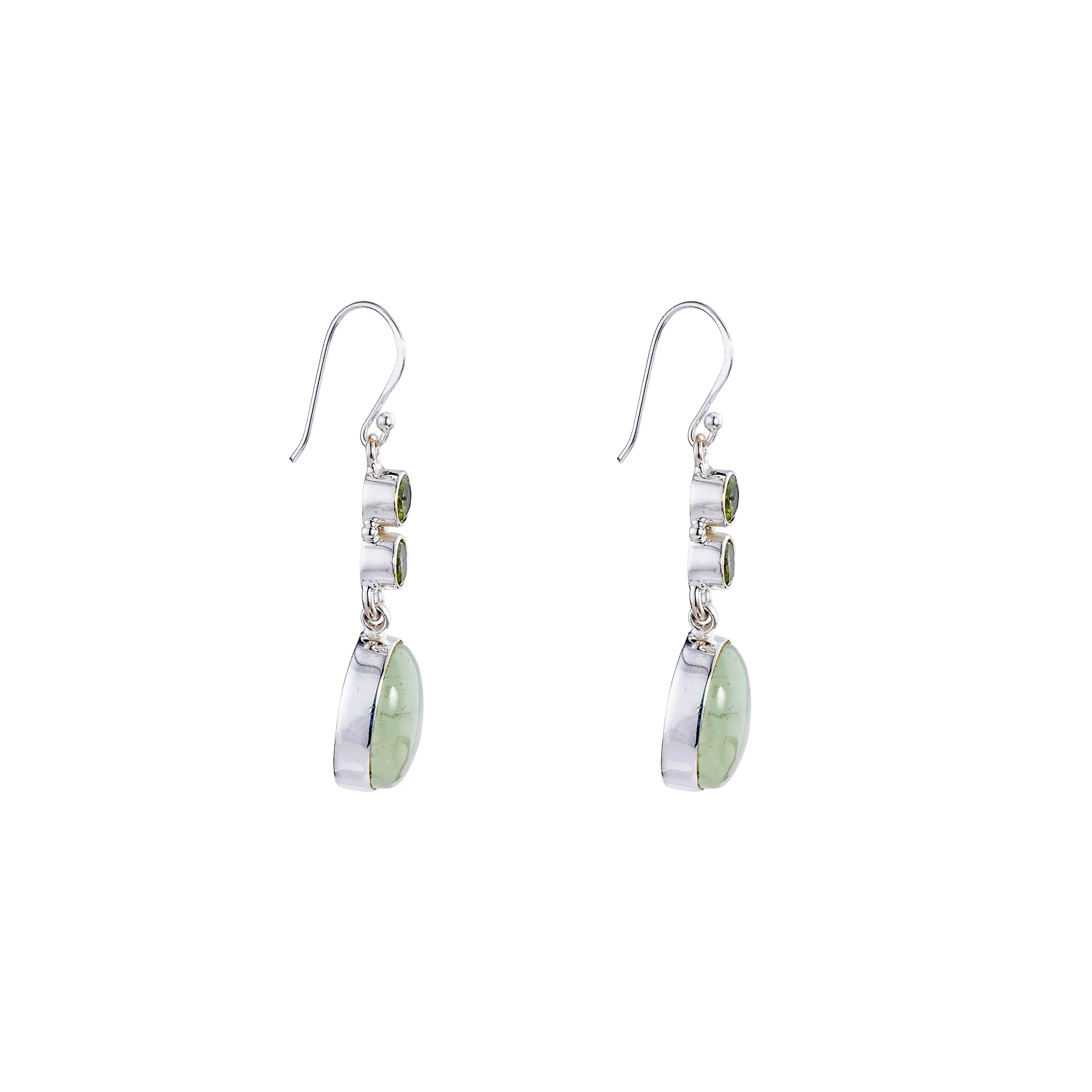 Lucinda Prehnite and Peridot Earrings, Sterling Silver