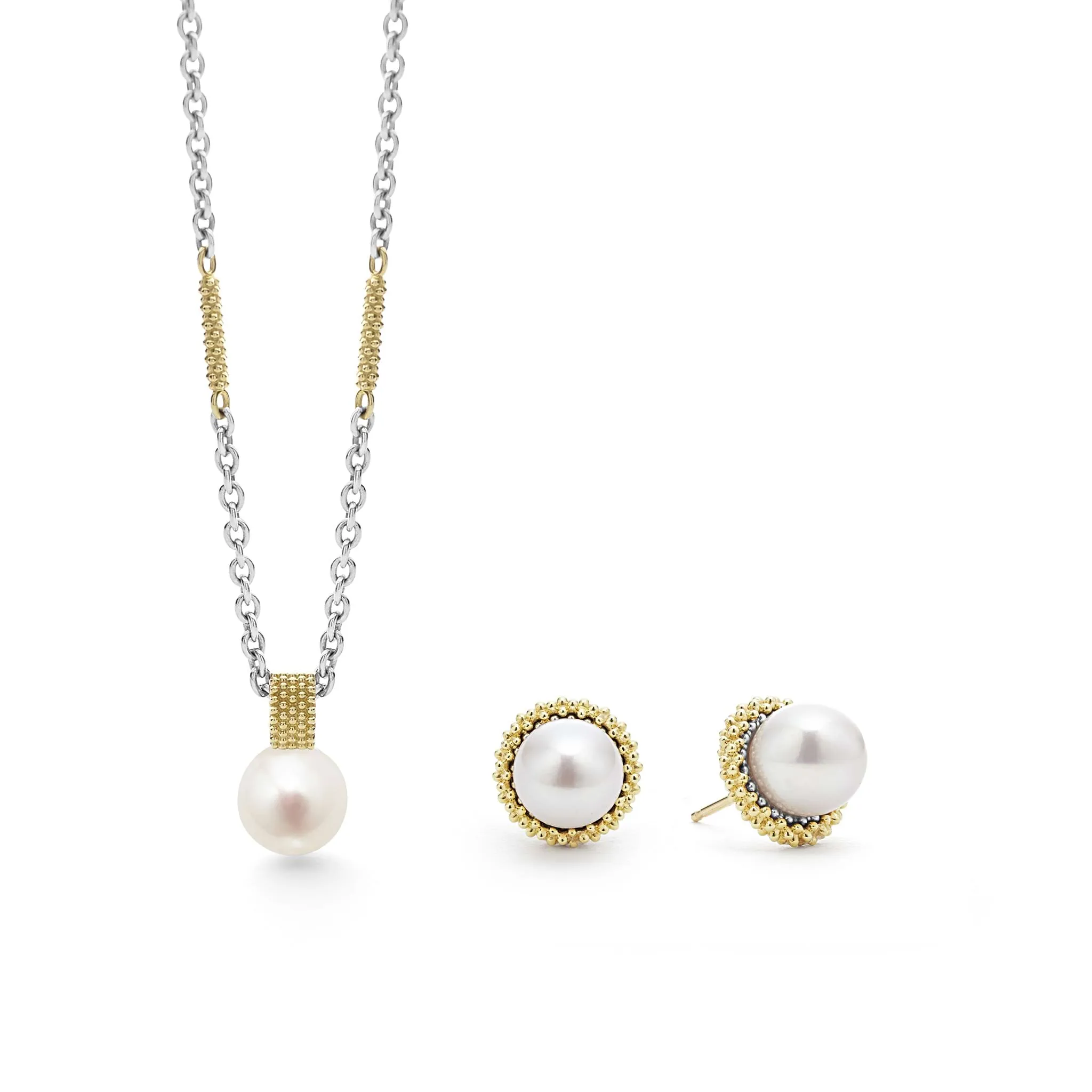 Luna 18K Gold Pearl Earring and Necklace Gift Set