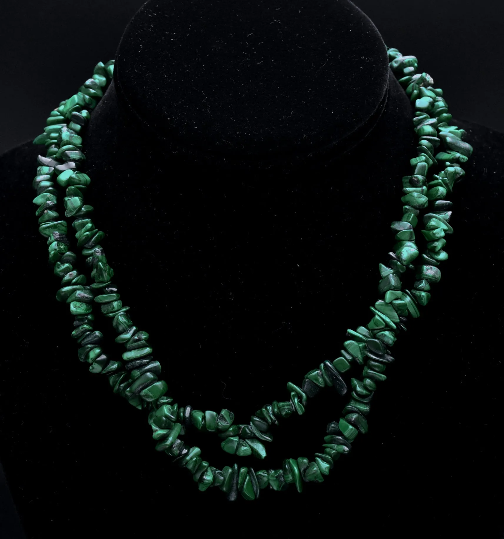 Malachite Chip Bead Necklace - 36"