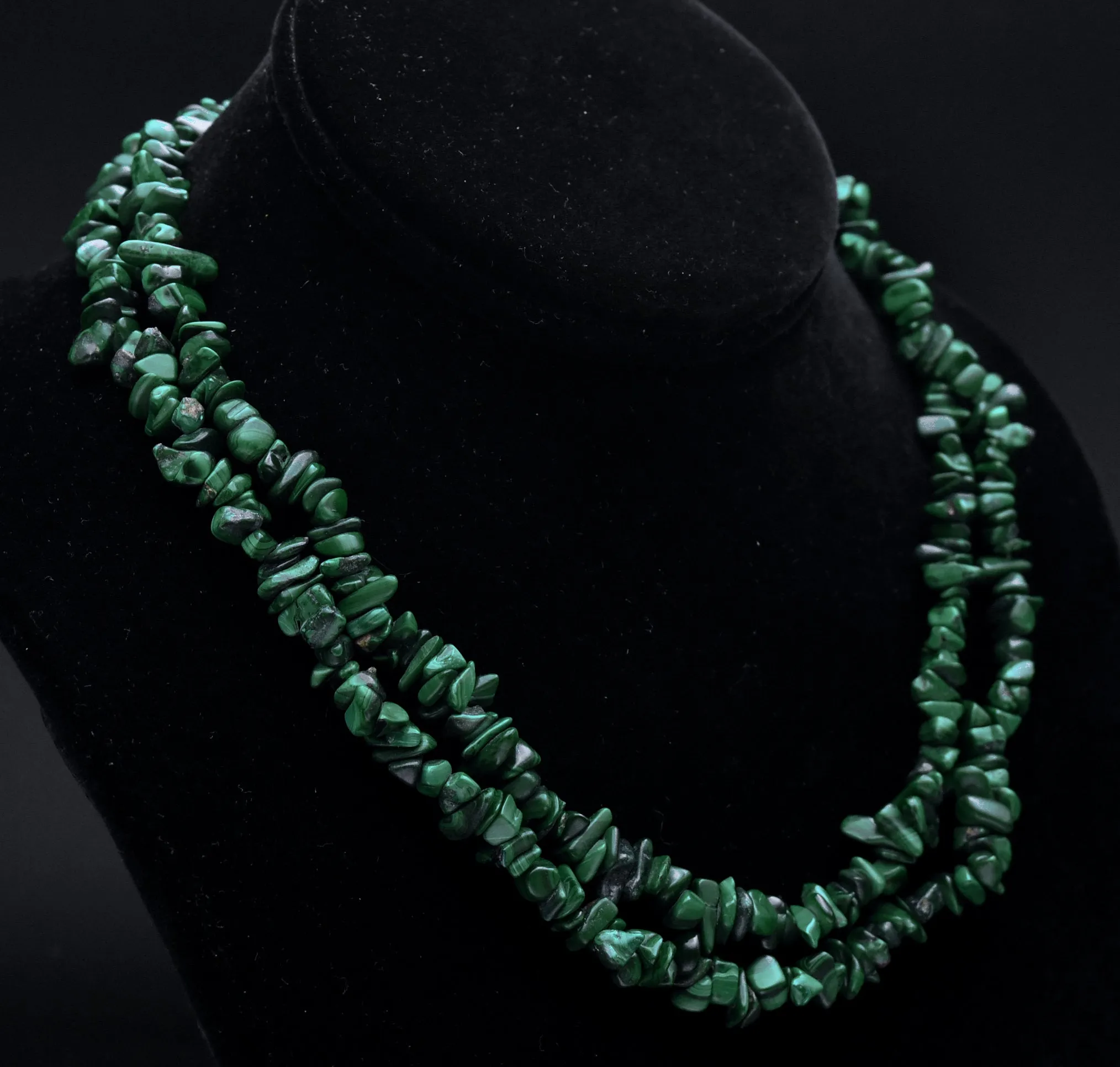 Malachite Chip Bead Necklace - 36"