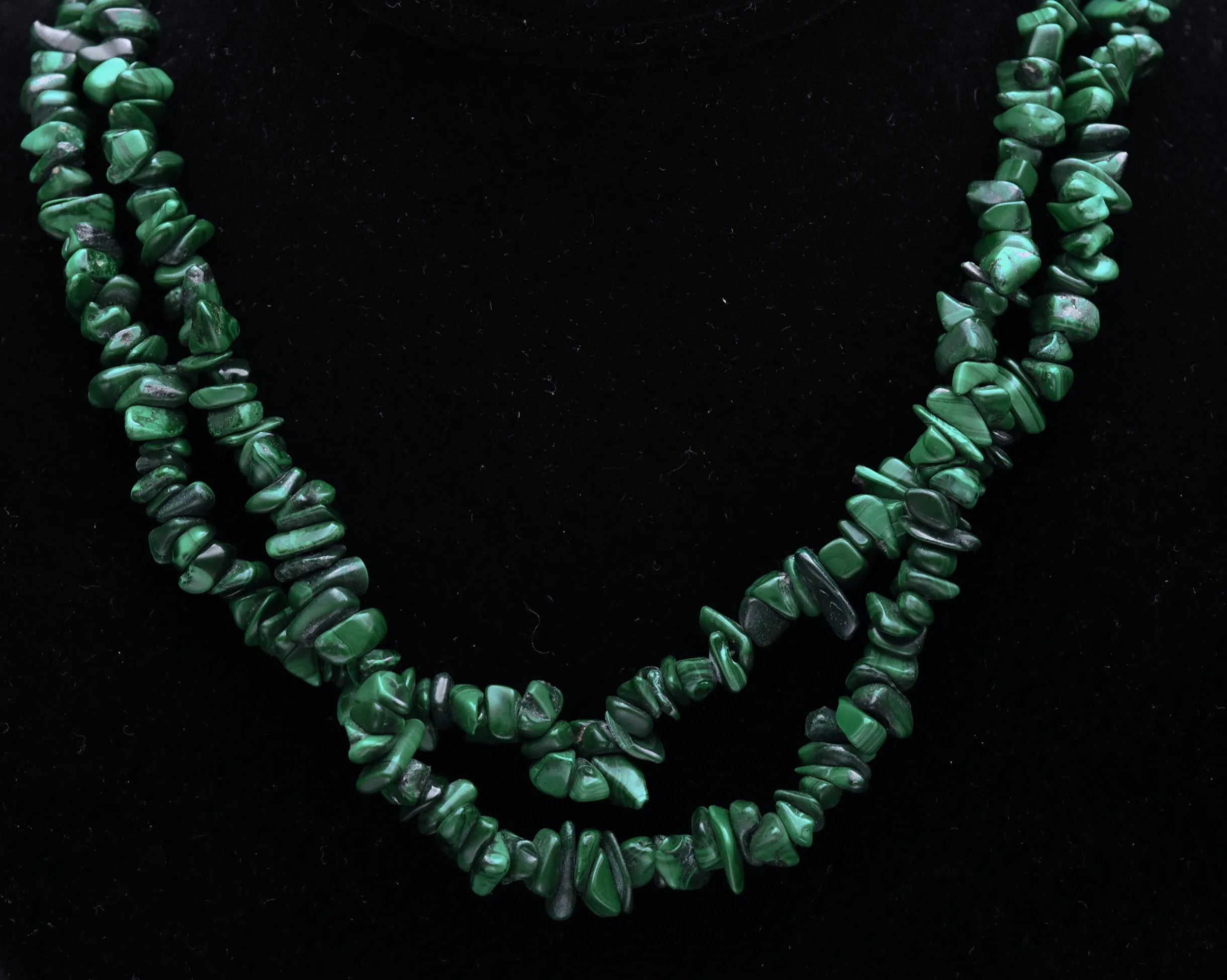 Malachite Chip Bead Necklace - 36"