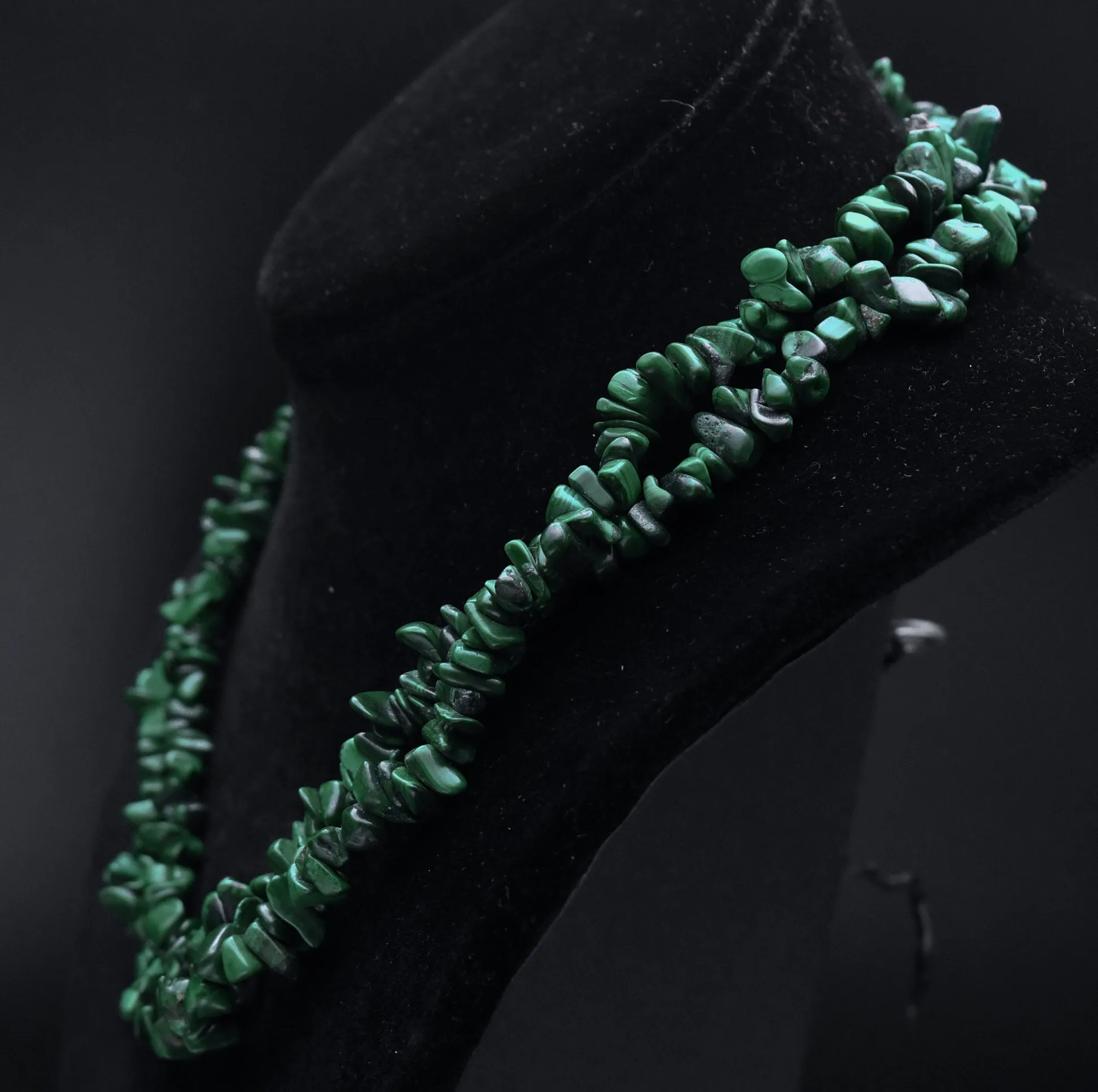 Malachite Chip Bead Necklace - 36"