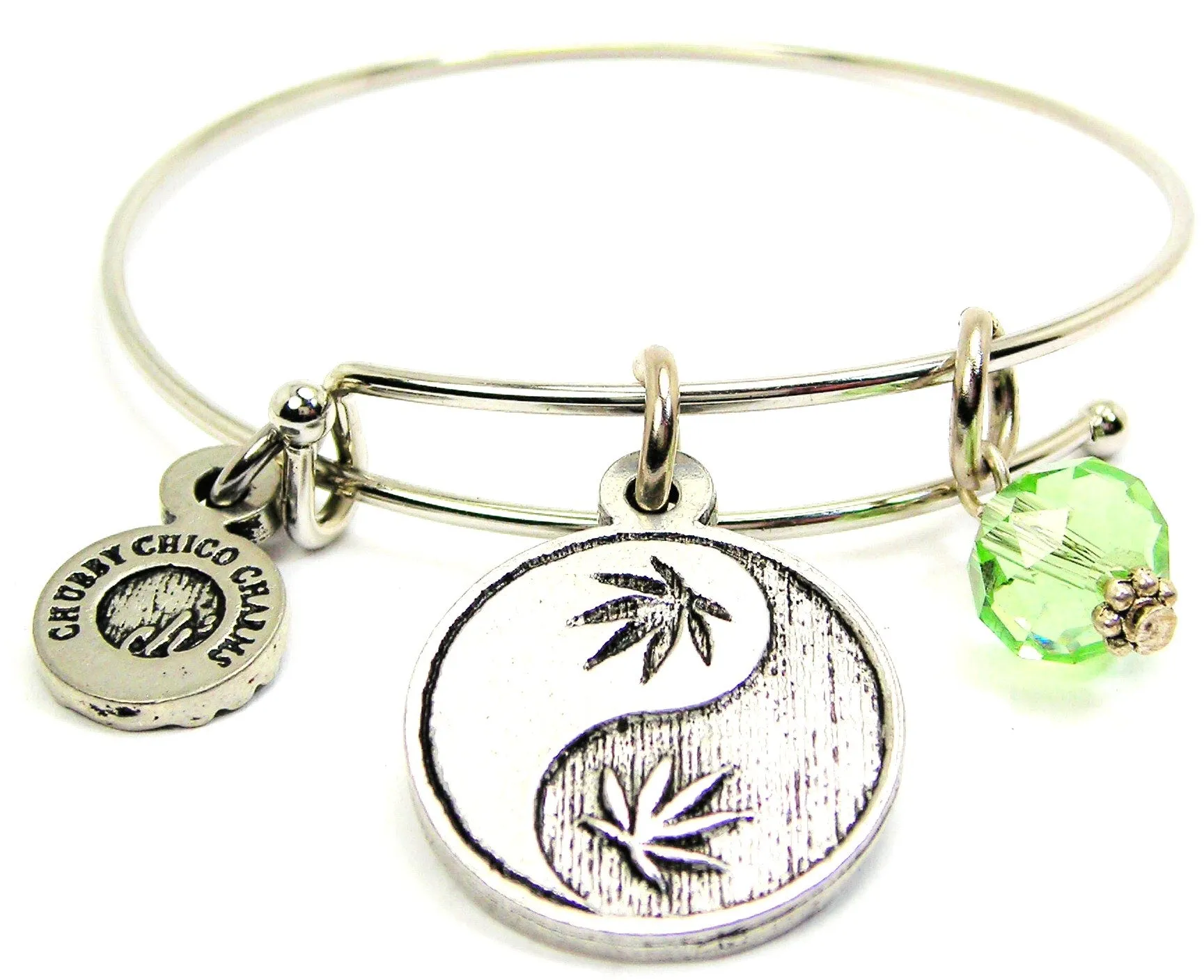 Marijuana THC Cannabis Ying Yang Single Expandable Wire Bangle Bracelet Tetrahydrocannabinol Marinol