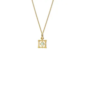 Mashrabiya Trellis Square Necklace Pendant Yellow Gold - Opal