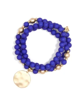 Matte Beaded Wrap Charm Bracelet