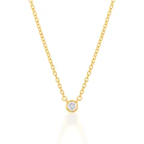 Memoire Solitaire Bezel 10-14Pt Diamond Pendant in 18ct Yellow Gold with Chain