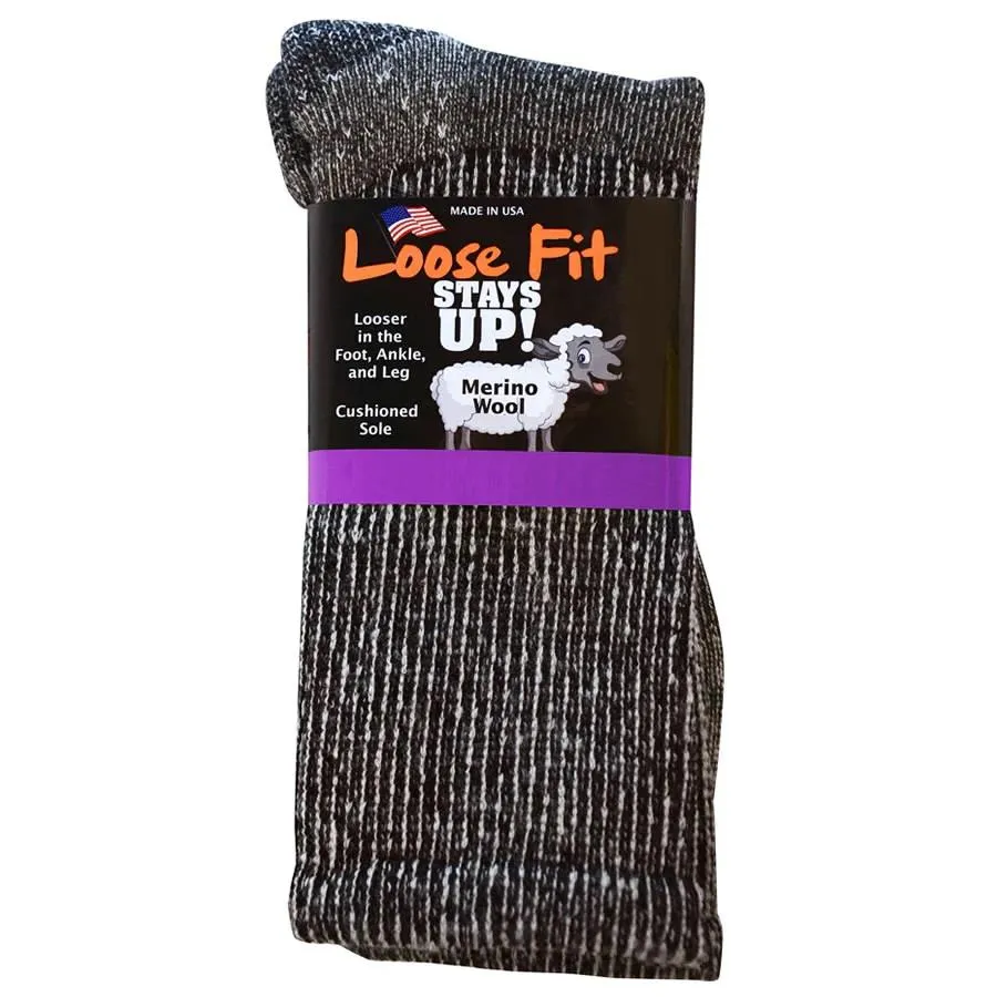 Mens Loose Fit 391 Merino Wool Crew Hiking Socks