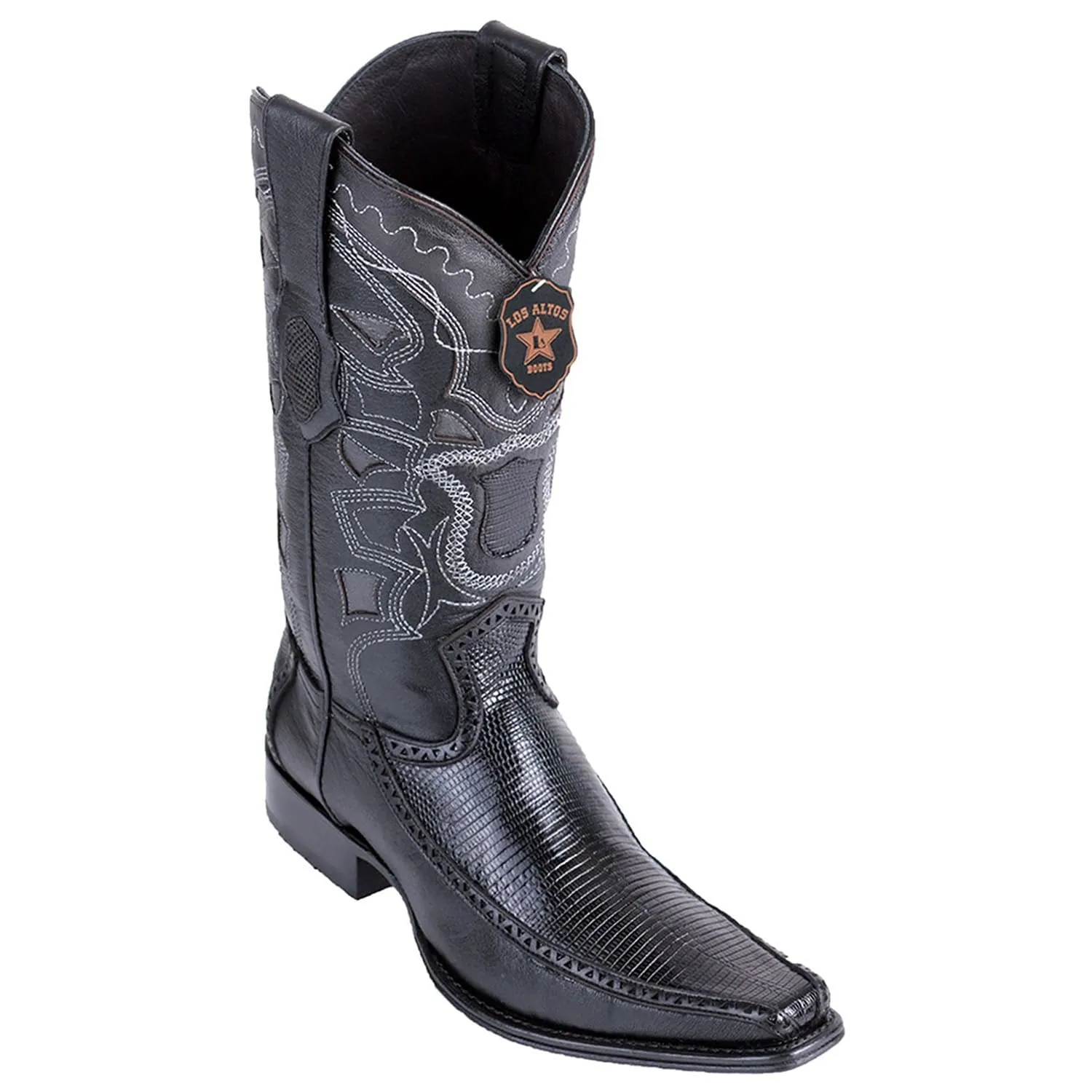 Men's Los Altos Ring Lizard and Deer European Square Toe Boots 76F06