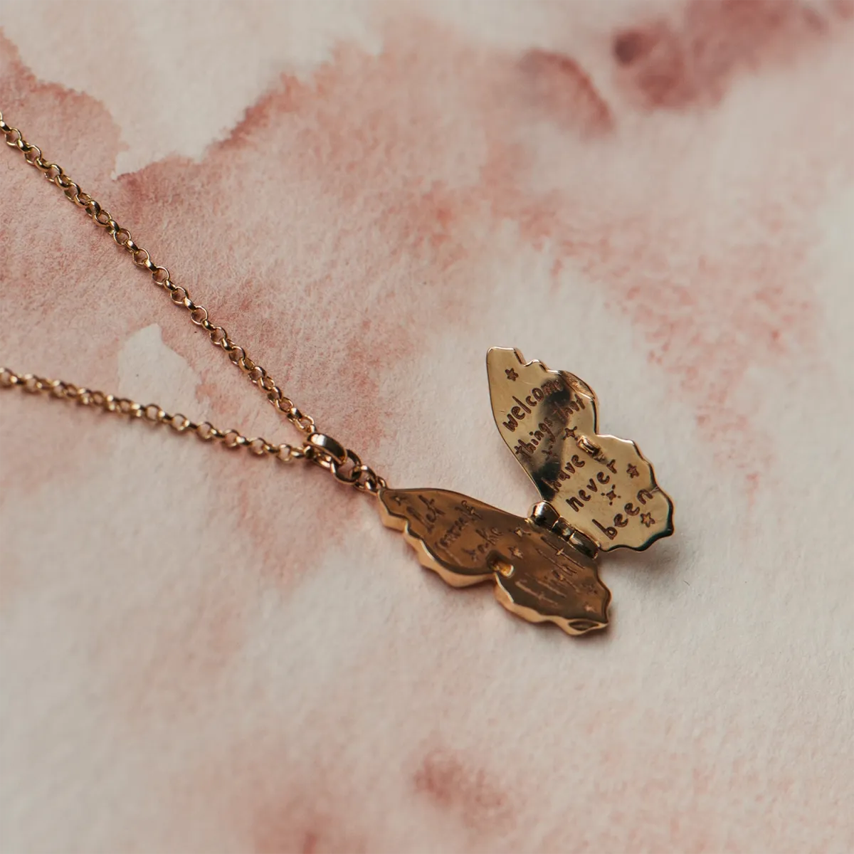 metamorphosis butterfly locket - 14k yellow gold