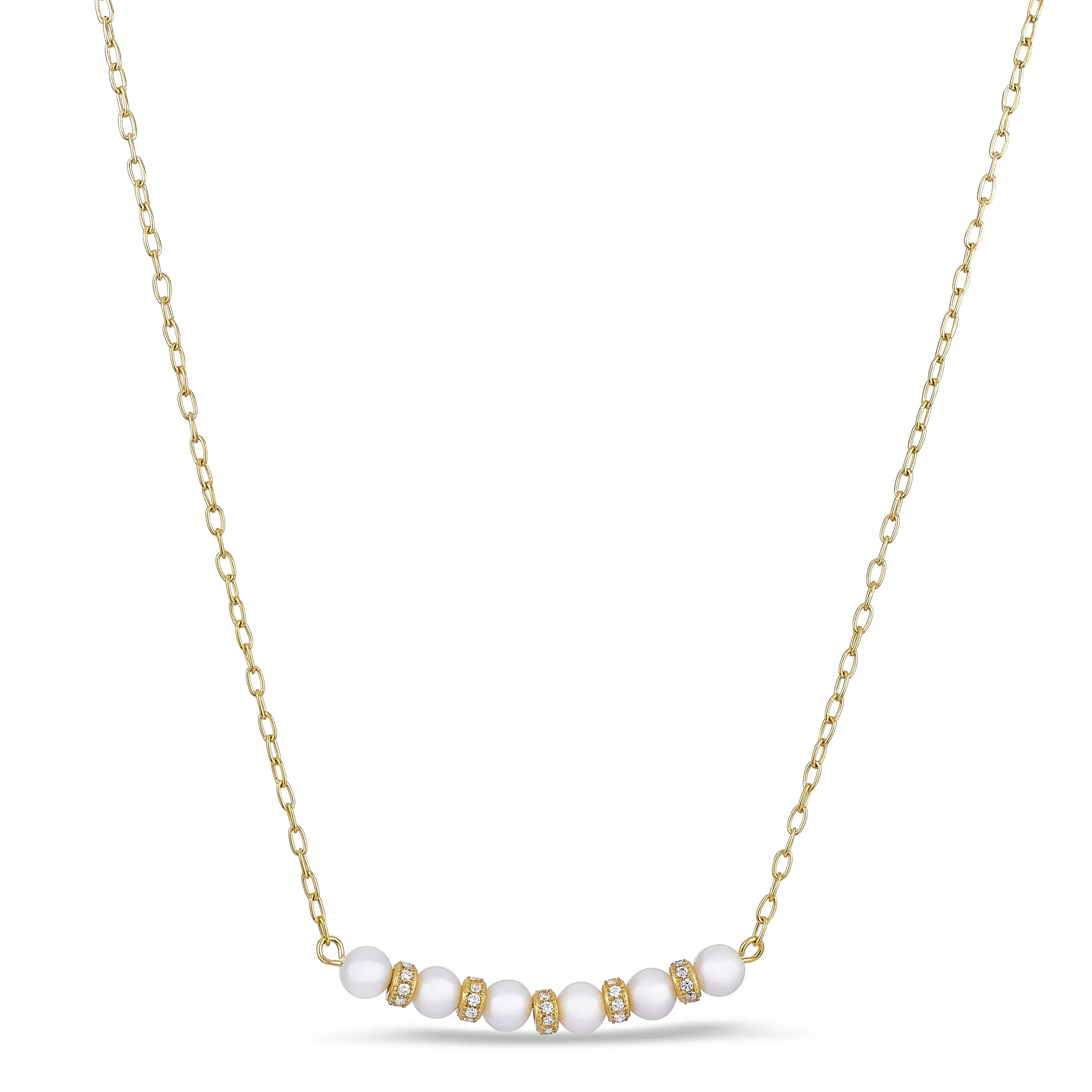 Micro Pavé Pearl Spacer Necklace