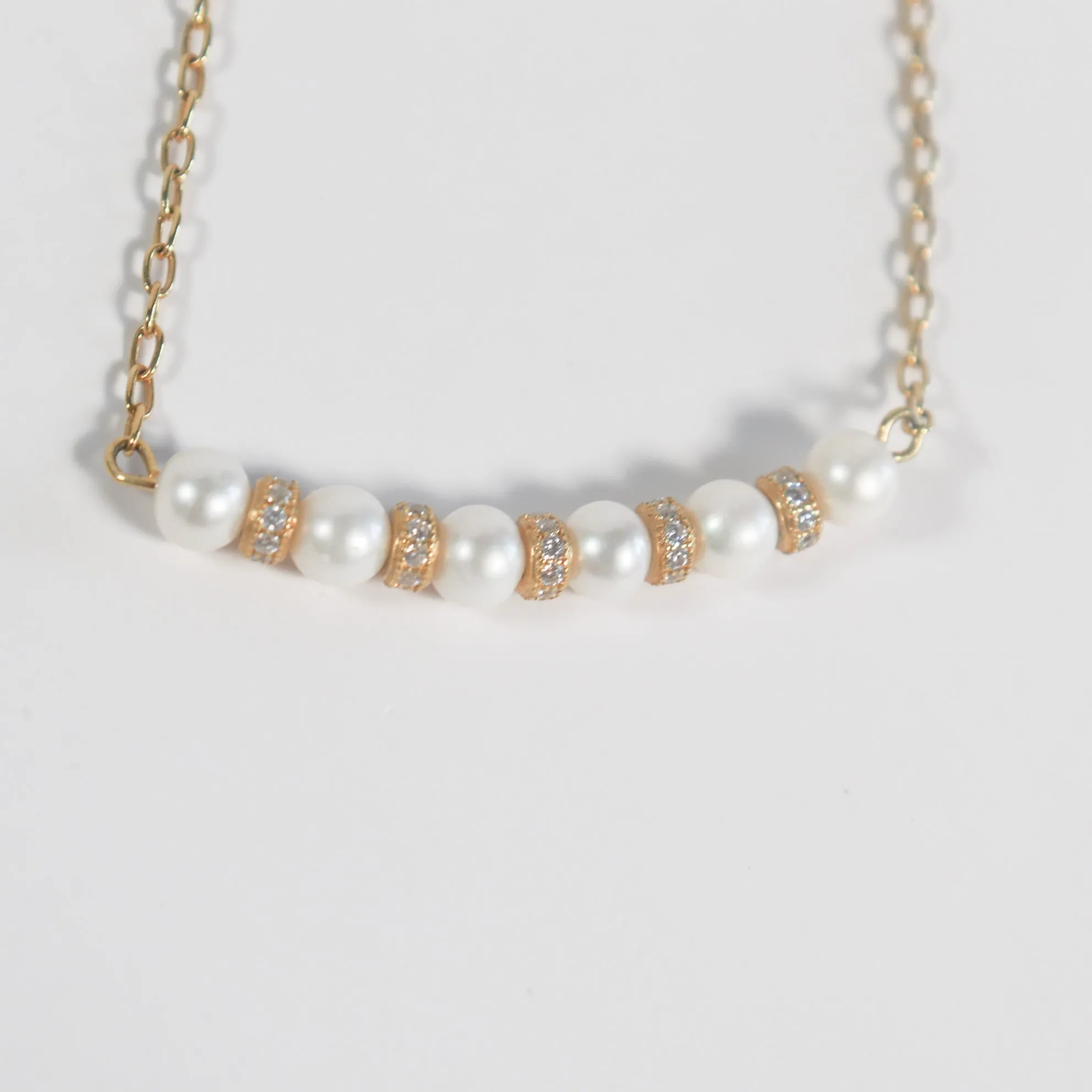 Micro Pavé Pearl Spacer Necklace