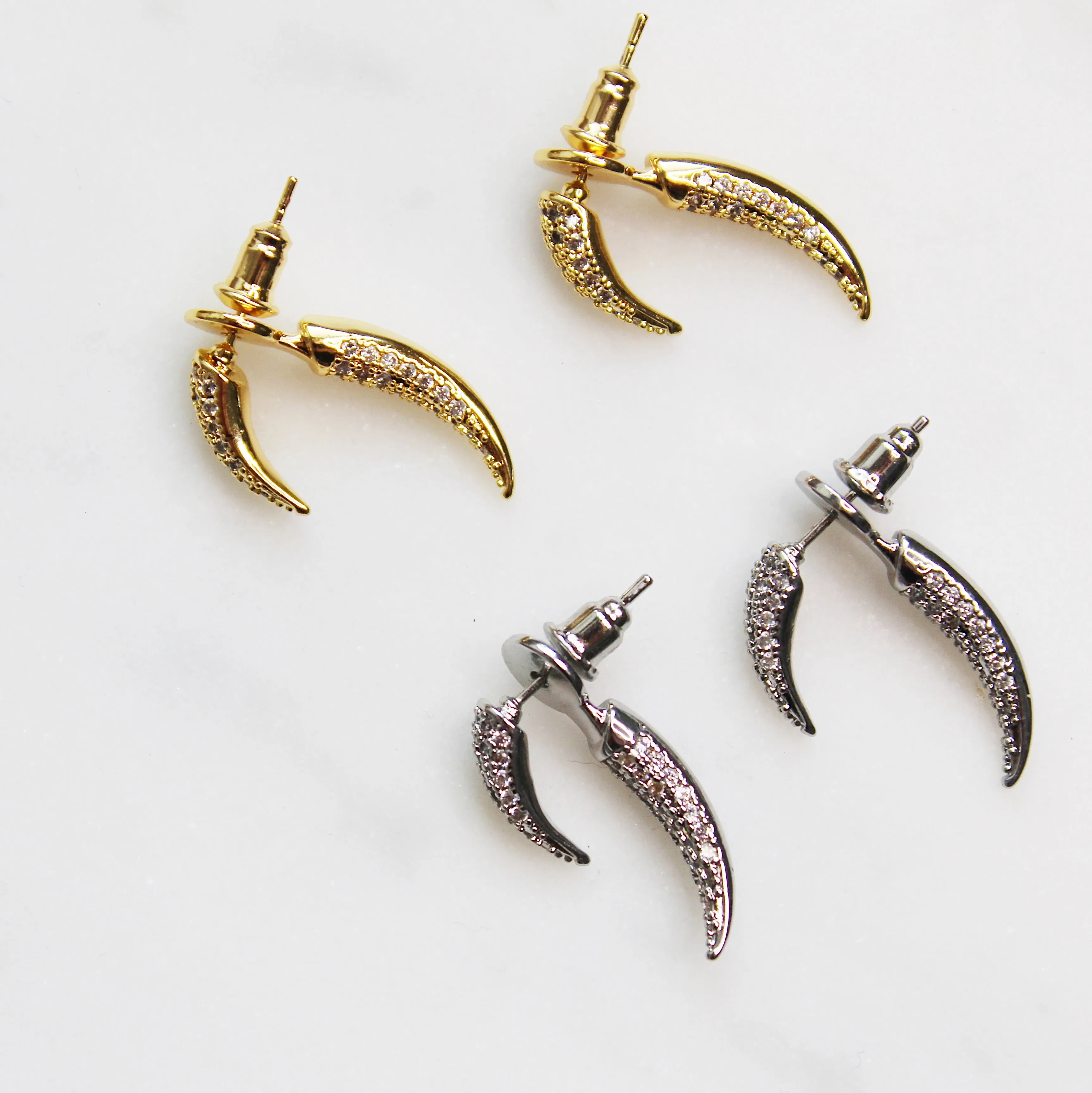 Micro Pave Tusk Earring