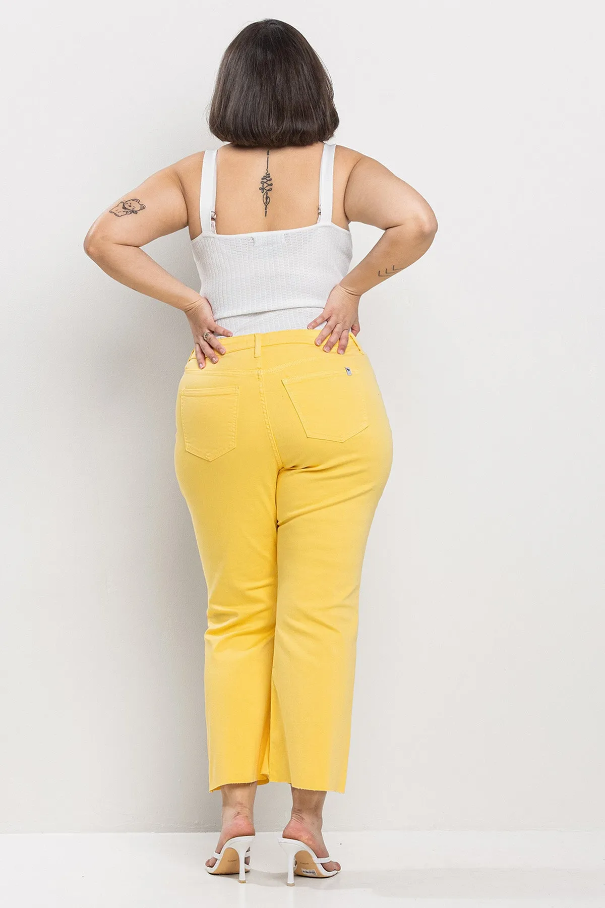 MID RISE PLUS KICK FLARE JEANS IN HONEY COMB / SP-P12419HC-PL