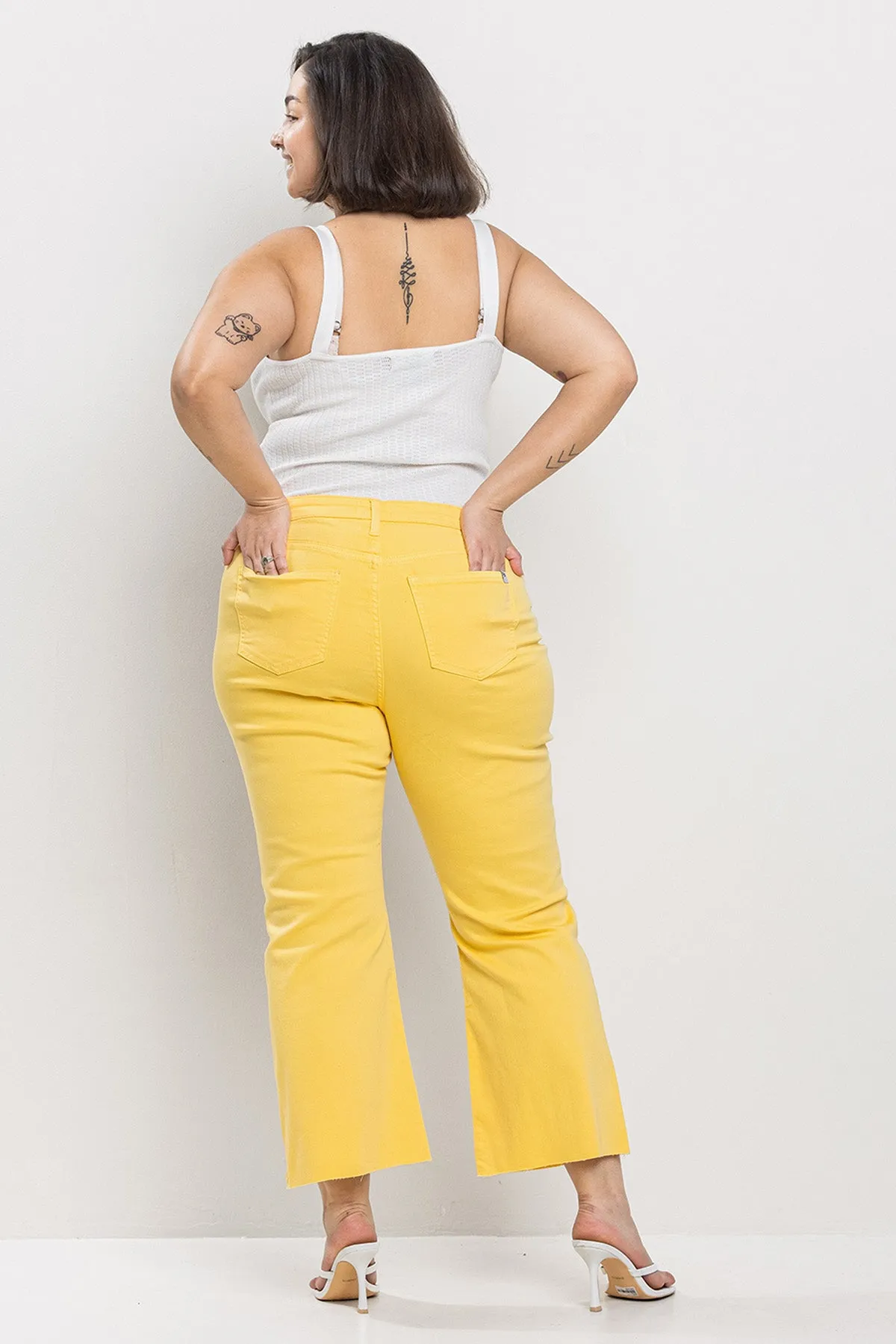 MID RISE PLUS KICK FLARE JEANS IN HONEY COMB / SP-P12419HC-PL