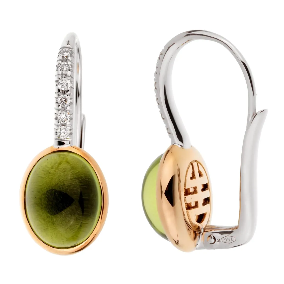 Mimi Milano Peridot Diamond White Gold Earrings