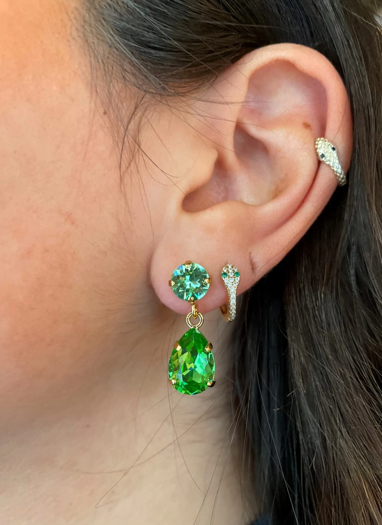 Mini Drop earrings - peridot