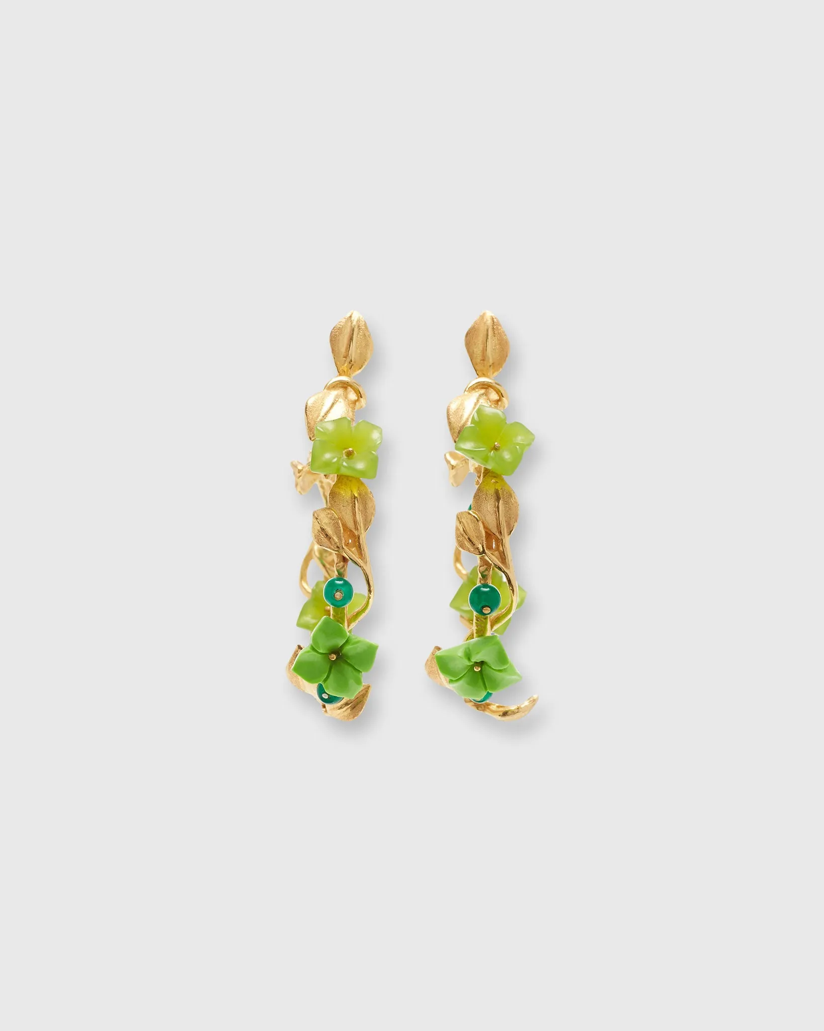 Mini Flower Whirl Earrings in Gold/Jade/Peridot